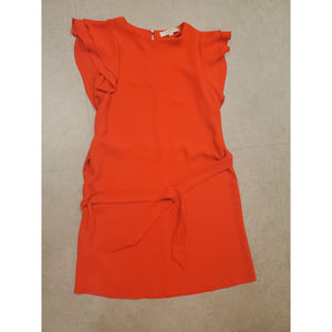 Ann Taylor LOFT Orange Mini Ruffle Short Sleeve Dress Women's Size XXS